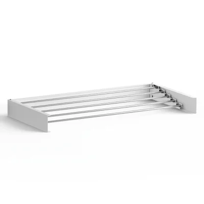 Artiss Wall-Mounted Clothes Drying Rack, Foldable & Space-Saving, 5 Stainless Steel Rods, 100x50cm, White & Silver