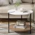 Artiss Coffee Table Side Table, MDF & Metal, 60cm Round, White & Pine, Easy Assembly, Modern Living Room Furniture