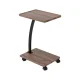 Artiss Coffee Table, MDF & Metal, Walnut/Black, 30x40x59cm, Space-Saving C-Shaped Design, Mobile with Brake Wheels