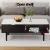 Artiss Coffee Table, Particleboard & Metal, Black, 110x59x42cm, Marble Design, Storage Shelf & Drawers, Modern Style