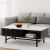 Artiss Coffee Table, Particleboard & Metal, Black, 110x59x42cm, Marble Design, Storage Shelf & Drawers, Modern Style