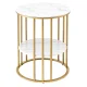 Artiss 2-Tier Round Coffee Table - White & Gold Marble Effect, E1 MDF, Metal Frame, 40x40x54cm, Easy Assembly