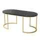 Artiss Coffee Table, Marble Effect MDF, 100x50x45cm, Black & Gold, Modern Metal Frame, Easy Assembly