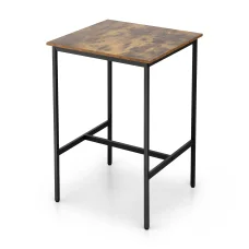 Artiss Vintage Bar Table 60x92cm - Walnut MDF Top, Metal Frame, H-Footrest, Anti-Slip Protectors, Easy Assembly