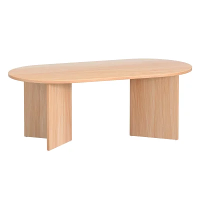 Artiss Coffee Table Oval, Pine, 110CM, Scandinavian Style, Durable, Easy Assembly, Child-Safe, Anti-Slip Base