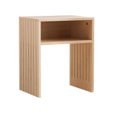 Artiss Coffee Table with Storage Shelf, E1-Grade MDF, Pine Finish, 43x35x56cm, Fluted Sides, Easy Assembly