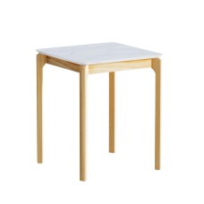 Artiss Coffee Table, Marble Effect, 45x45x56cm, White, Pine Wood Legs, Modern Design, Easy Assembly, Sturdy & Stylish