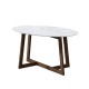Artiss Coffee Table Oval Marble Effect, MDF & Rubber Wood, 80x50x45cm, White & Walnut, Stylish & Durable Design Artiss Coffee Table Oval Marble Effect, MDF & Rubber Wood, 80x50x45cm, White & Walnut, Stylish & Durable Design