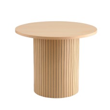 Artiss Coffee Table Round Fluted 50cm Pine MDF Board with Metal Frame, Modern Living Room Table, Easy Assembly