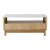 Artiss Coffee Table with Marble Effect Top, Fluted Drawer Panel, Wood & White, 90x45cm, Pine Legs, 2 Drawers, Shelf