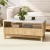 Artiss Coffee Table with Marble Effect Top, Fluted Drawer Panel, Wood & White, 90x45cm, Pine Legs, 2 Drawers, Shelf