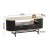 Artiss Coffee Table with Drawers and Shelf, 110cm Wood and Black, Fluted Design, MDF, Metal Handles, Modern Style