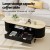 Artiss Coffee Table with Drawers and Shelf, 110cm Wood and Black, Fluted Design, MDF, Metal Handles, Modern Style