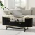 Artiss Coffee Table with Drawers and Shelf, 110cm Wood and Black, Fluted Design, MDF, Metal Handles, Modern Style