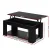 Artiss Black Lift-Top Coffee Table with Hidden Storage, 98x50x42cm, Sturdy Particle Board, Anti-Scratch Pads