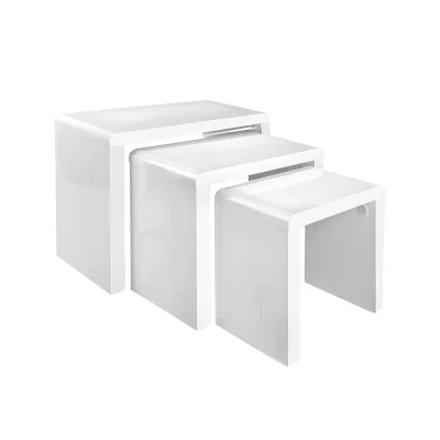 Artiss Glossy White Nesting Coffee Table Set of 3 - High Gloss PU & UV Lacquer, Scratch Resistant, Easy Assembly