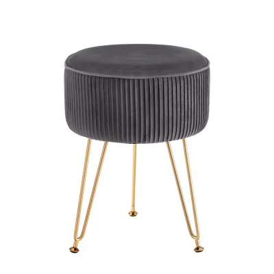 Artiss Ottoman Foot Stool, Velvet, 33x33x46cm, Grey with Gold Stripe, Durable MDF Frame, Metal Legs, Easy Assembly Artiss Ottoman Foot Stool, Velvet, 33x33x46cm, Grey with Gold Stripe, Durable MDF Frame, Metal Legs, Easy Assembly