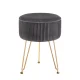 Artiss Ottoman Foot Stool, Velvet, 33x33x46cm, Grey with Gold Stripe, Durable MDF Frame, Metal Legs, Easy Assembly