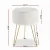 Artiss Velvet Ottoman Foot Stool, Round White with Gold Legs, 33x33x46cm, MDF Frame, High-Resilience Foam Padding