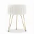 Artiss Velvet Ottoman Foot Stool, Round White with Gold Legs, 33x33x46cm, MDF Frame, High-Resilience Foam Padding