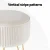 Artiss Velvet Ottoman Foot Stool, Round White with Gold Legs, 33x33x46cm, MDF Frame, High-Resilience Foam Padding