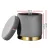 Artiss Ottoman Storage Foot Stool Round Velvet Charcoal Grey 40x40x45cm with Gold Base, 120kg Capacity