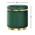 Artiss Velvet Ottoman Foot Stool - Round Green, Tufted Seat, Gold Ring Accents, 40x40x45cm, 120kg Capacity, No Assembly
