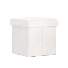 Artiss Janeska Ottoman Storage Footstool - White Boucle Fabric, Versatile Seating & Hidden Storage Solution