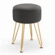 Artiss Ottoman Storage Foot Stool, Grey Velvet, Round, Reversible Table Lid, MDF Frame, Metal Legs, 32x32x46cm
