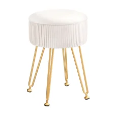 Artiss Ottoman Storage Footstool, Velvet, 32x32x46cm, White, Reversible Lid, Multi-Functional, Easy Assembly