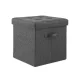 Artiss Foldable Storage Ottoman Footstool - Grey Faux Linen, 40x40cm, Hidden Storage, 300kg Capacity, Easy Assembly