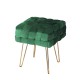 Artiss Ottoman Foot Stool, Woven Velvet, 39x39x44cm, Green & Gold, Luxurious Design, Durable Metal Legs, Home Decor