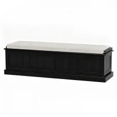 Artiss 140cm Fluted Black Storage Ottoman Blanket Box - Faux Linen Upholstery, Hinged Lid, Multi-functional Seating