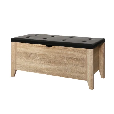 Artiss Oak Leather Storage Ottoman Blanket Box - Chic, Durable Seating & Ample Storage for Modern Homes