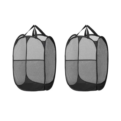 Artiss Laundry Basket Hamper, Polyethylene, Large Foldable, Black, 31x28x59cm, Ventilated, Multi-Use Storage Solution