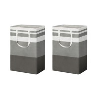 Artiss Laundry Basket Hamper Polyethylene 40x30x59cm White Grey Foldable Large Capacity Storage Solution