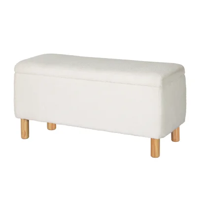 Artiss 99cm White Storage Ottoman Blanket Box - Premium Boucle Fabric, 300kg Seat Capacity, Ample Storage, Easy Assembly