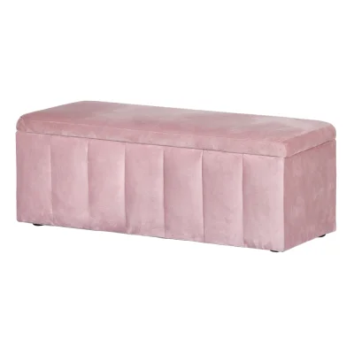 Artiss Velvet Storage Ottoman, 103cm, Pink, Luxury Blanket Box, High Resilience Foam, No Assembly Required