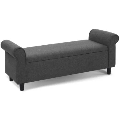 Artiss 125cm Grey Linen Storage Ottoman Blanket Box: Elegant Seating & Ample Storage with Solid Wood Construction