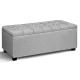 Artiss 97cm Storage Ottoman Blanket Box - Light Grey Faux Linen, Tufted Button Design, Solid Wood, Ample Storage Space