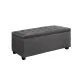 Artiss 97cm Grey Storage Ottoman Blanket Box - Faux Linen, Solid Wood, 100kg Capacity, Multi-Functional Seat & Storage