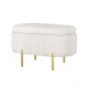 Artiss 87cm White Velvet Oval Storage Ottoman with Metal Legs - Stylish Blanket Box with Generous Storage, Easy Assembly