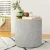 Artiss 40cm Grey Round Storage Ottoman - Faux Linen, MDF Frame, Concealed Space, 150kg Capacity, No Assembly