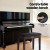 Alpha Piano Bench Stool with Storage, Solid Wood, Brown PU Leather, 55x34cm, Cushioned Seat, Anti-Slip, Vintage Style