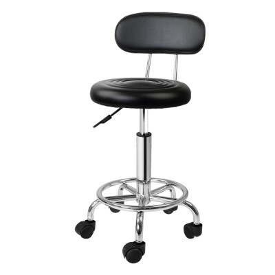 Artiss Salon Stool Swivel Chair - Black PU Leather, Adjustable Height, 360° Rotation, 5 Wheels, Chrome Base Artiss Salon Stool Swivel Chair - Black PU Leather, Adjustable Height, 360° Rotation, 5 Wheels, Chrome Base