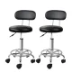 Artiss 2x Black Salon Stool Swivel Chair with PU Leather, Adjustable Height, 360° Rotation & Chrome Footrest