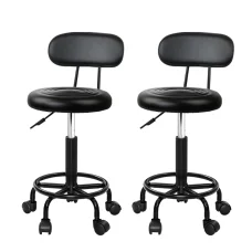 Artiss 2x Salon Stool Swivel Chair with Backrest - Stylish, Comfortable, Adjustable Height, 360° Rotation, PU Leather