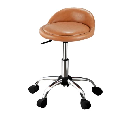 Artiss Salon Stool Swivel Chair, PVC Leather, Adjustable Height, Brown - Stylish Comfort for Salons & More