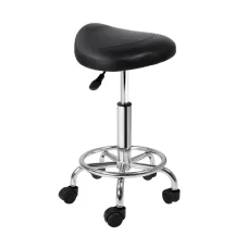 Artiss Salon Stool Saddle Swivel Chair, PU Leather, Black, Adjustable Height 50-67cm, Comfort & Style for Salons