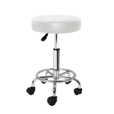 Artiss White Salon Stool: Stylish & Comfortable Round Swivel Chair with Adjustable Height & 360° Rotation